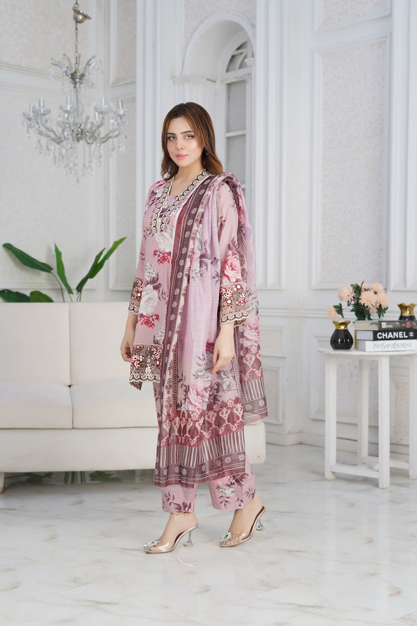 Wisaal Serenity Women’s Shalwar Kameez 3PC Stitched Cotton Lawn Suit H