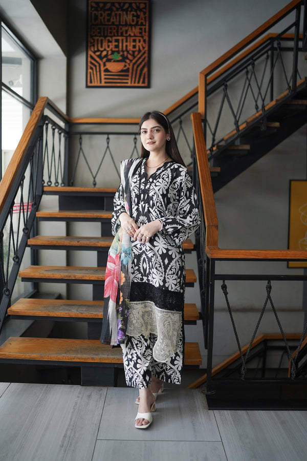 Arina 3PC Premium Embroidered Lawn Dress