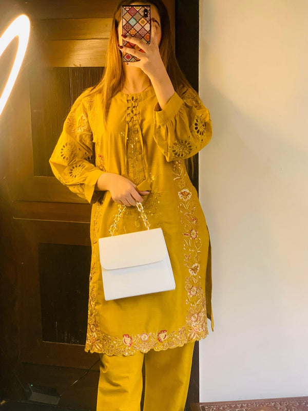 Elena 2PC Stitched Embroidered Lawn Dress