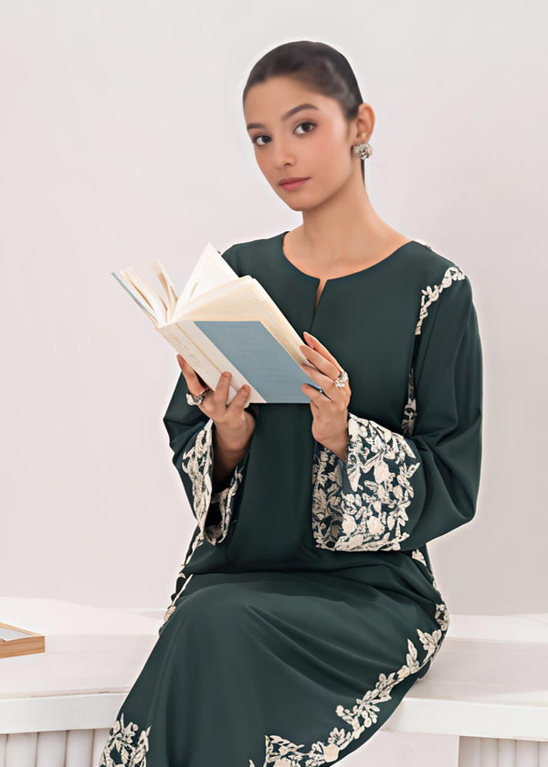 Hunter Green 2PC Linen Kurta Set | Keliza.pk