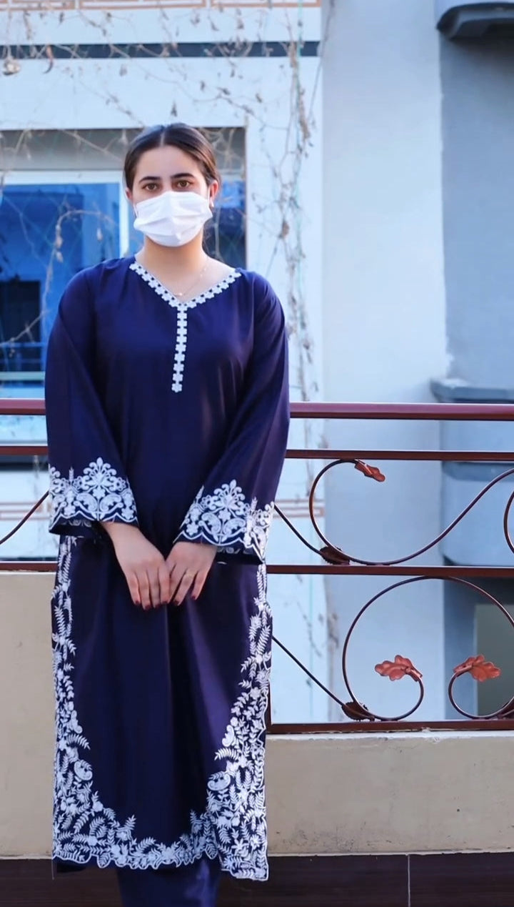 Blue Elegant Emb 2Pc